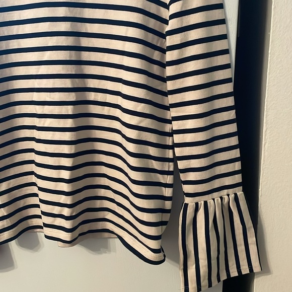 Madewell Womens XXS Striped Long Sleeve Top with Flared Cuffs 100% Cotton - Picture 3 of 6